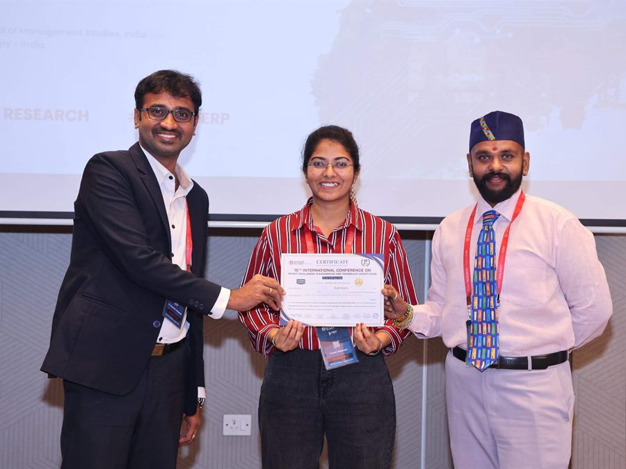 Best paper certificate presented to a young researcher