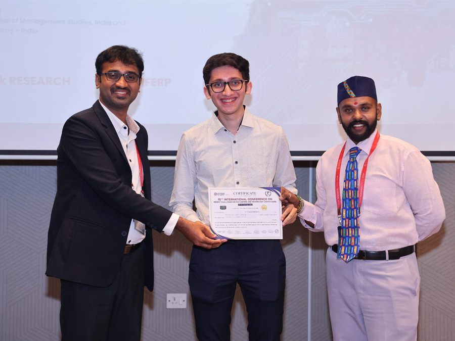 Certificate of presentation awarded on stage